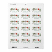 Waterverf met kerstmis Groene Pines Poinsettia Etiket (Full Sheet)