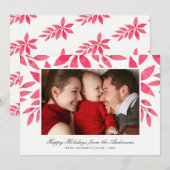 Waterverf met Kerstmis met handschilderen Poinsett Feestdagenkaart (Voorkant / Achterkant)