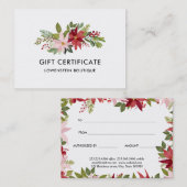 Waterverf met Kerstmis Poinsettia | Cadeaubon Kortingskaartje (Voorkant / Achterkant)