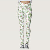 Waterverf met kerstmis Red Green Holly Berries Leg Leggings (Voorkant)