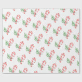 Waterverf met Kerstmis Rode snoepjes en Greenery Cadeaupapier (Vlak)