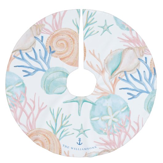 Waterverf met kerstmis - Seashell Patroon Kerstboom Rok (Voorkant)