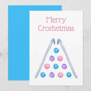 Waterverf met Kerstmis van Crochet Yarn Feestdagenkaart
