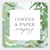 Waterverf met kerstmis vierkante sticker (Voorkant)