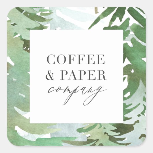 Waterverf met kerstmis vierkante sticker (Voorkant)