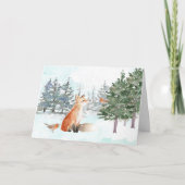 Waterverf met Kerstmis voor boslanddieren Kaart (Voorkant)