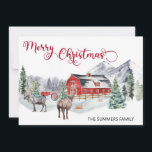 Waterverf met Kerstmis WinterBarn Woodland Reindee Feestdagenkaart<br><div class="desc">Dit ontwerp kan op het gebied worden gepersonaliseerd dat door de foto en/of tekst te veranderen wordt verstrekt. Of het kan worden aangepast door de klik te kiezen om verdere optie aan te passen en de kleur van de achtergrond te schrappen of te veranderen, tekst toe te voegen, de tekstkleur...</div>