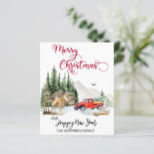 Waterverf met kerstmis wintervrachtwagen (Staand voorkant)