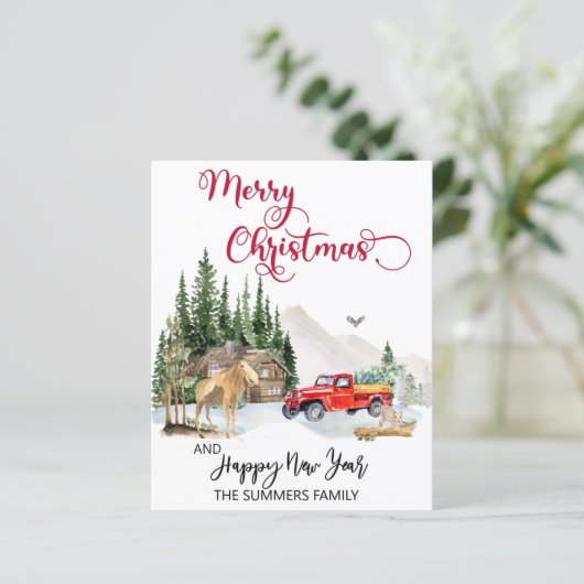 Waterverf met kerstmis wintervrachtwagen (Staand voorkant)