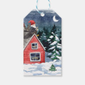 Waterverf met kerstpatrijzen voor Zweedse tomten Cadeaulabel (Voorkant)