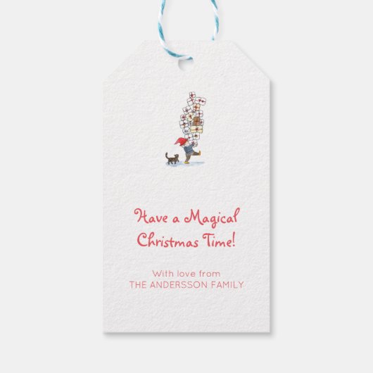 Waterverf met kerstpatrijzen voor Zweedse tomten Cadeaulabel (Achterkant)