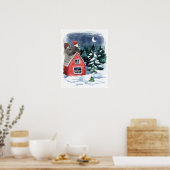 Waterverf met kerstpatrijzen voor Zweedse tomten Poster (Keuken)