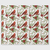 Waterverf met kerstrode kardinaal Pine Poinsettia Cadeaupapier (Vlak)