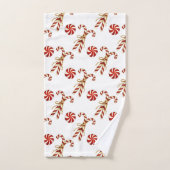 Waterverf met kerstrode snoepjes Peppermint Bad Handdoek (Handdoek)