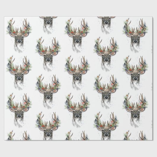 Waterverf met kerststrijders cadeaupapier (Vlak)