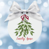 Waterverf met kersttaart Elegant Mistletoe Foto Metalen Ornament