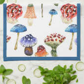 Waterverf met kleurrijke paddenstoelen theedoek (Gevouwen)