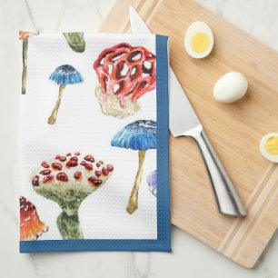 Waterverf met kleurrijke paddenstoelen theedoek