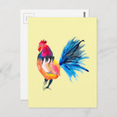 Waterverf met kleurrijke rooster briefkaart (Voorkant / Achterkant)