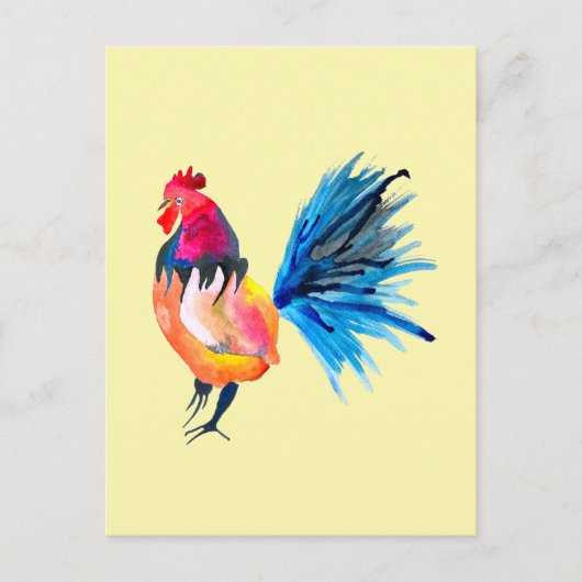 Waterverf met kleurrijke rooster briefkaart (Voorkant)