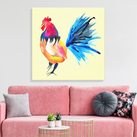 Waterverf met kleurrijke rooster canvas afdruk (Insitu (Woonkamer))