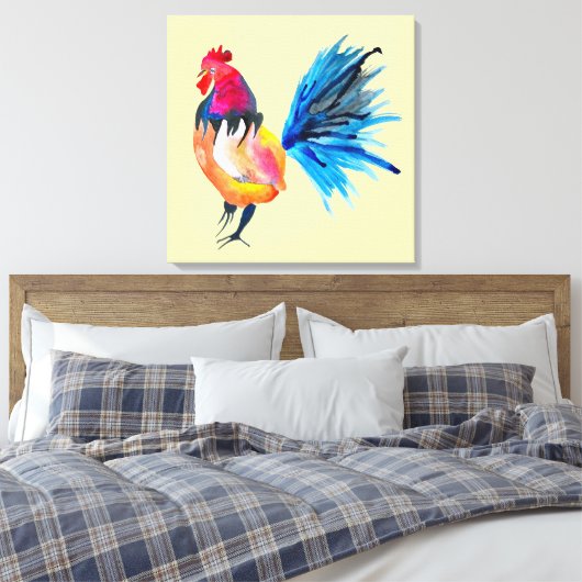 Waterverf met kleurrijke rooster canvas afdruk (Insitu (Slaapkamer))