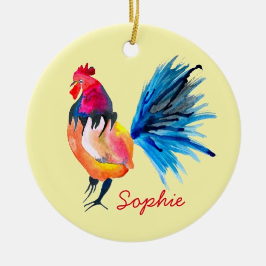 Waterverf met kleurrijke rooster keramisch ornament (Voorkant)
