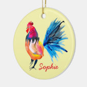Waterverf met kleurrijke rooster keramisch ornament (Links)