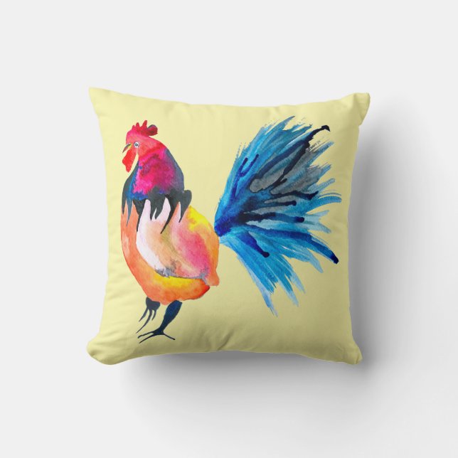 Waterverf met kleurrijke rooster kussen (Voorkant)