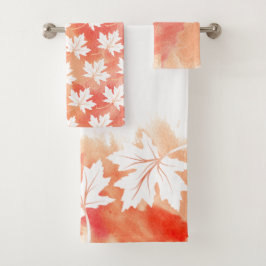 Waterverf met koraalmazelblad bad handdoek