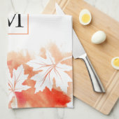 Waterverf met koraalmazelblad theedoek (Quarter Fold)