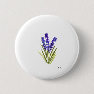 Waterverf met lavendel paarse bloemen ronde button 5,7 cm