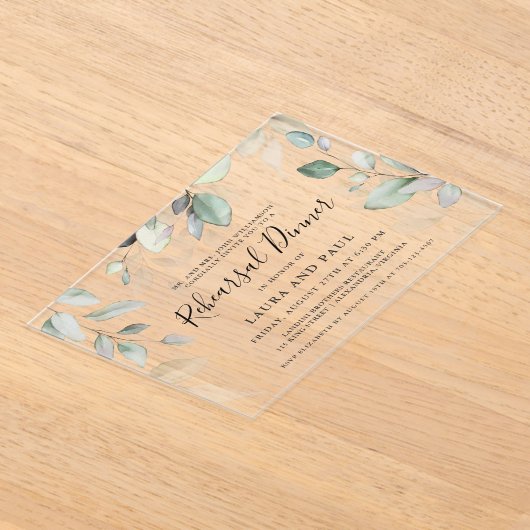 Waterverf met lichte haaruitval Botanische repetit Acryl Uitnodigingen (Laagn)