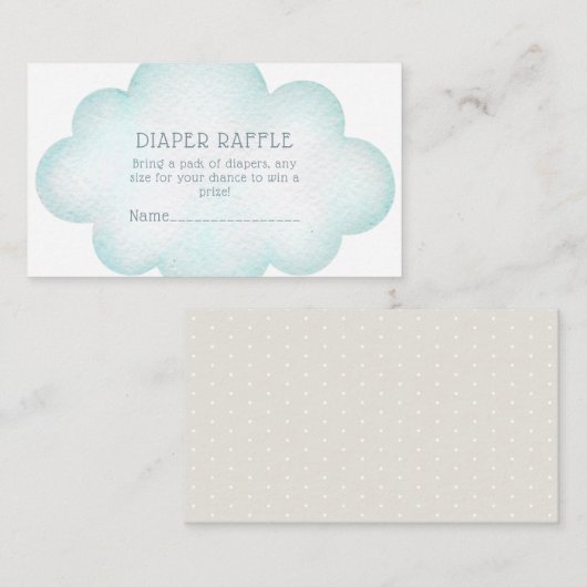 Waterverf met luier Raffle Cloud Baby shower Informatiekaartje (Voorkant / Achterkant)