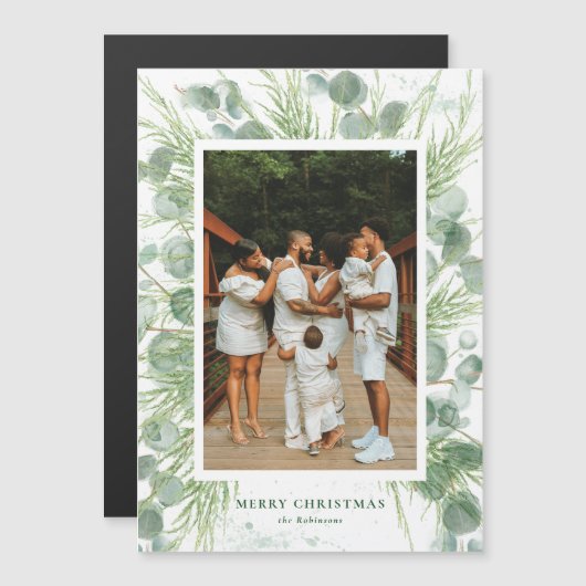 Waterverf met magneet Eucalyptus en pine-kerstkaar (Voorkant / Achterkant)