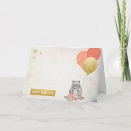 Waterverf met Mama Beer Baby Beer Happy Birthday Kaart