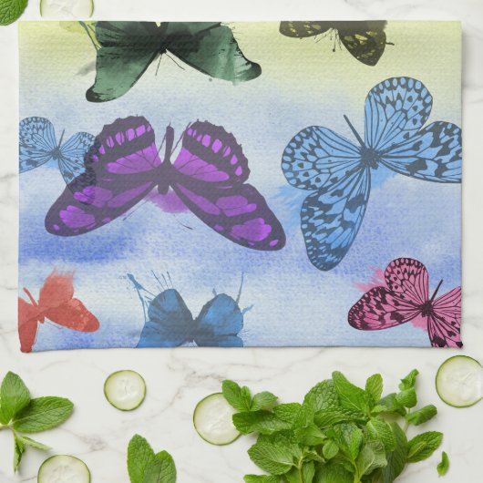 Waterverf met meervoudig vlinder schilderen theedoek (Gevouwen)