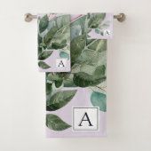 Waterverf met monogram rustieke saliegroene beplan bad handdoek (Insitu)