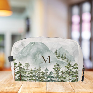 Waterverf met monogram voor bos- en bergnatuur toilettasje