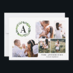 Waterverf met multi-foto initiaal feestdagenkaart<br><div class="desc">Waterverf met een multifoto-initiaal voor Kerstmis en vakantie.</div>