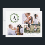 Waterverf met multi-foto initiaal feestdagenkaart<br><div class="desc">Waterverf met een multifoto-initiaal voor Kerstmis en vakantie.</div>