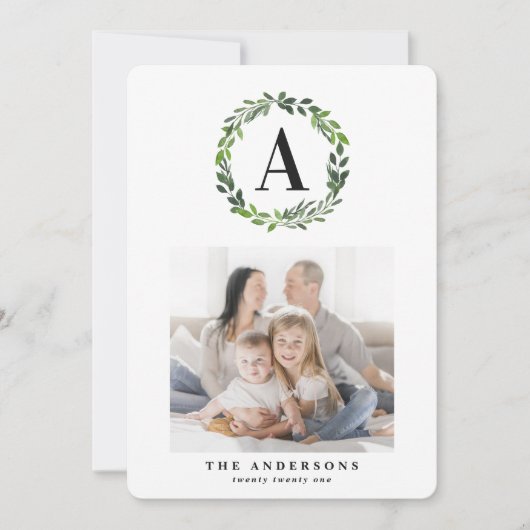 Waterverf met multi-foto initiaal feestdagenkaart (Voorkant)