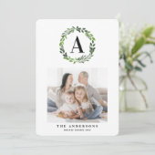 Waterverf met multi-foto initiaal feestdagenkaart (Staand voorkant)