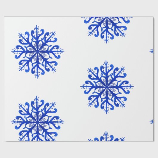 Waterverf met onmiddellijke verpakking Snowflakes  Cadeaupapier (Vlak)