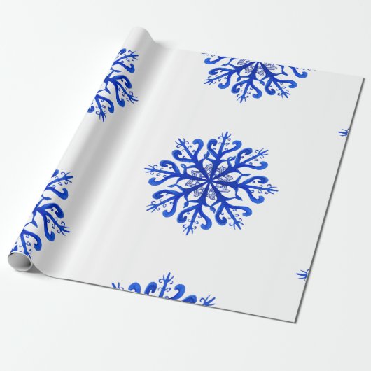 Waterverf met onmiddellijke verpakking Snowflakes Cadeaupapier (Uitgerold)