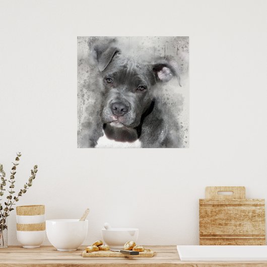 Waterverf met platter-effect Schilting Pit Bull Do Poster (Keuken)