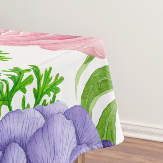 Waterverf met pony- en anemonenbloemen tafelkleed (Voorbeeld)