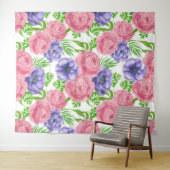 Waterverf met pony- en anemonenbloemen wandkleed (In Situ (horizontaal))