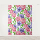 Waterverf met pony- en anemonenbloemen wandkleed (Voorkant)