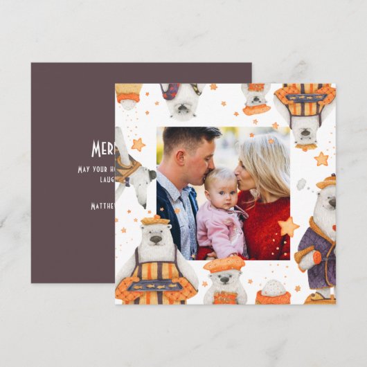 Waterverf met prettige kerst Kute Polar Beer Foto (Voorkant / Achterkant)